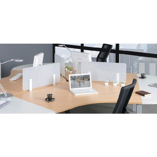 Ecran Séparation Bureau Largeur 130cm H.35cm Translucide Blc
