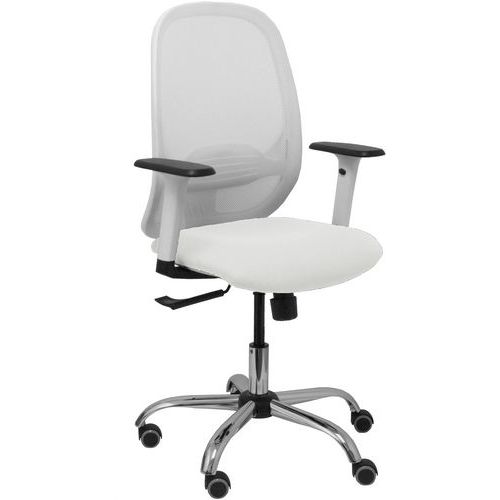 Chaise De Bureau Cilanco Bras Réglable Chromé-blanc