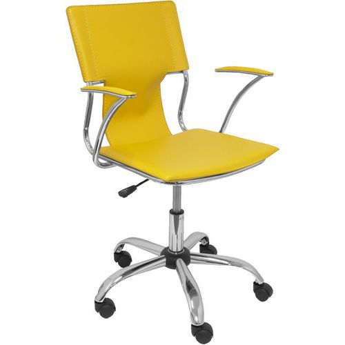 Chaise Bogarra Similicuir Et Accoudoirs Fixes Jaune