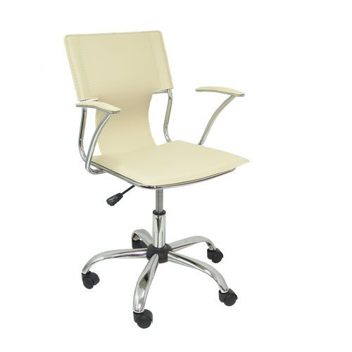 Chaise Bogarra Similicuir Et Accoudoirs Fixes Crème