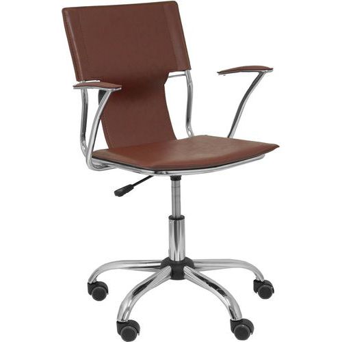 Chaise Bogarra Similicuir Et Accoudoirs Fixes Marron Foncé