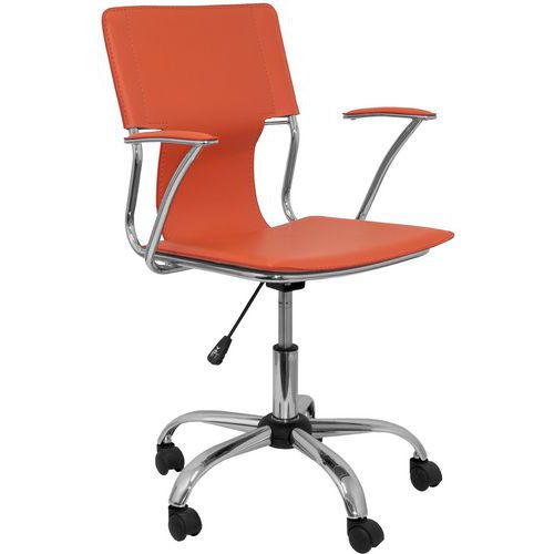 Chaise Bogarra Similicuir Et Accoudoirs Fixes Orange