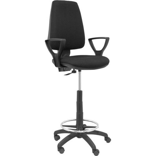 Tabouret Elche Cp Avec Bras Fixe - Roues Nylon - Noir