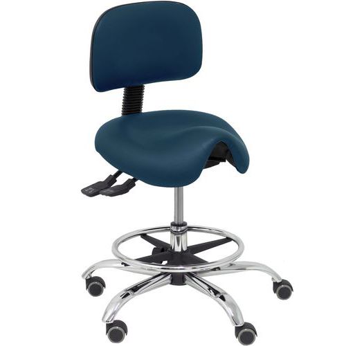 Tabouret Zarza En Similicuir - Bleu Marine