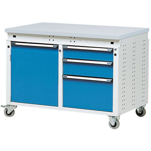 Servante Mobile Larg.1150 3tiroirs+1porte / Stratifie