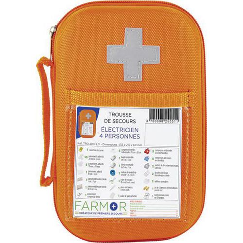 Trousse De Secours Ã‰lectricien 4 Personnes En Pu Orange Fluo