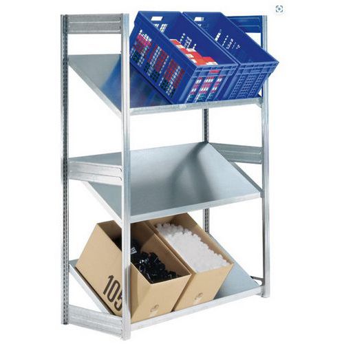 Bito - Rayonnage dynamique à tablettes inclinées 1308 mm - 3 niveaux - Acier galvanisé - Charge 800 kg - Lean Management