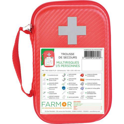 Trousse De Secours 1/5 Personnes En Eva/pu Rouge