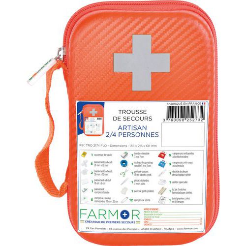 Trousse De Secours Artisan 2/4 Personnes En Pu Orange Fluo