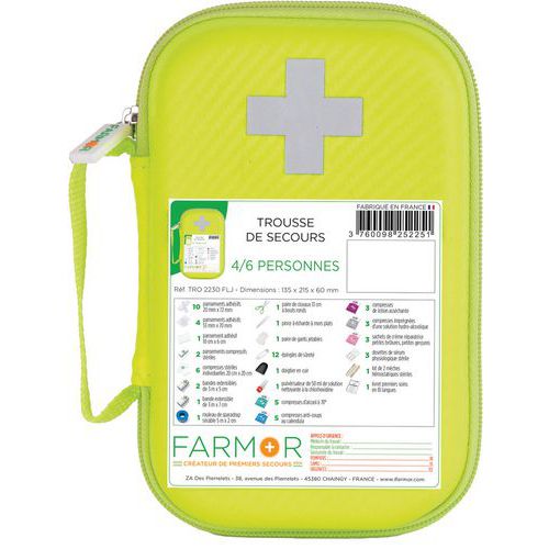 Trousse De Secours 4/6 Personnes En Pu Jaune Fluo