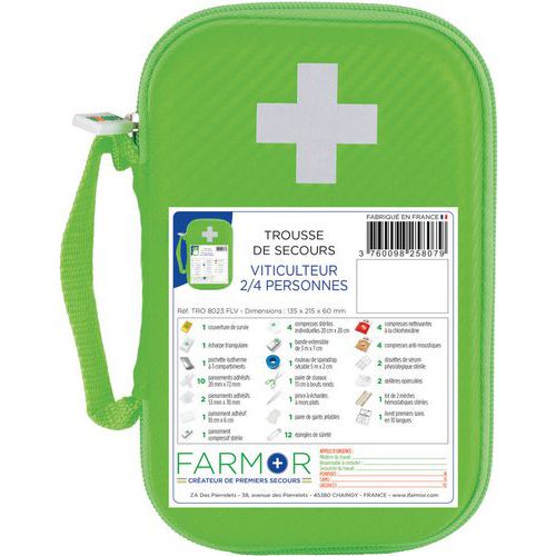 Trousse De Secours Viticulteur 2/4 Personnes En Pu Verte