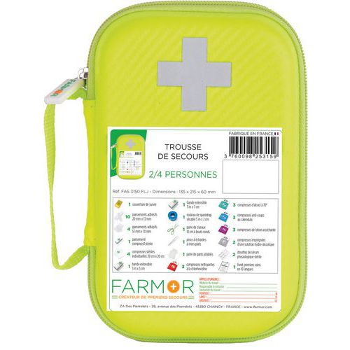 Trousse De Secours 2/4 Personnes Pu Jaune Fluo
