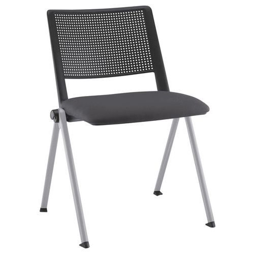 Chaise Match Piet.alu Doss. Poly. Noir Ass. Tissu Gris