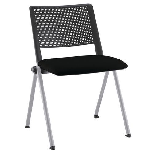 Chaise Match Piet.alu Doss. Poly.noir Ass. Tissu Noir