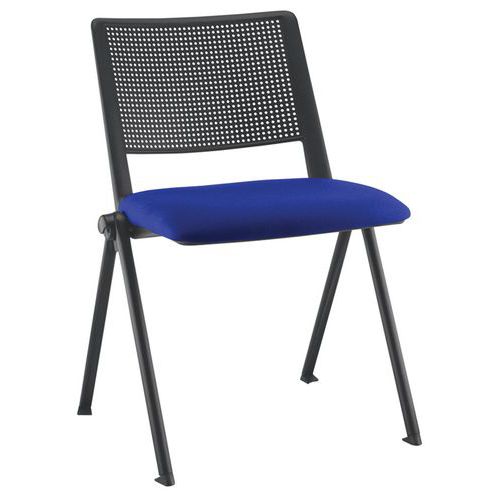 Chaise Match Piet.noir Dos.poly. Noir Ass. Tissu Bleu