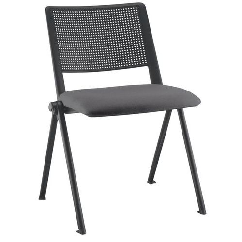 Chaise Match Piet.noir Dos.poly. Noir Ass. Tissu Gris