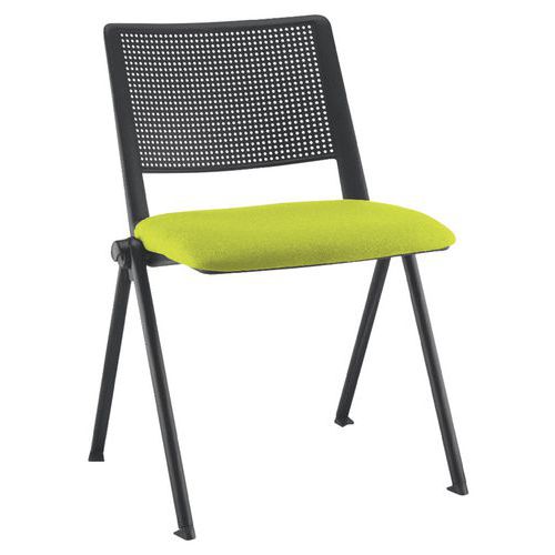 Chaise Match Piet.noir Doss. Poly.noir Ass. Tissu Anis