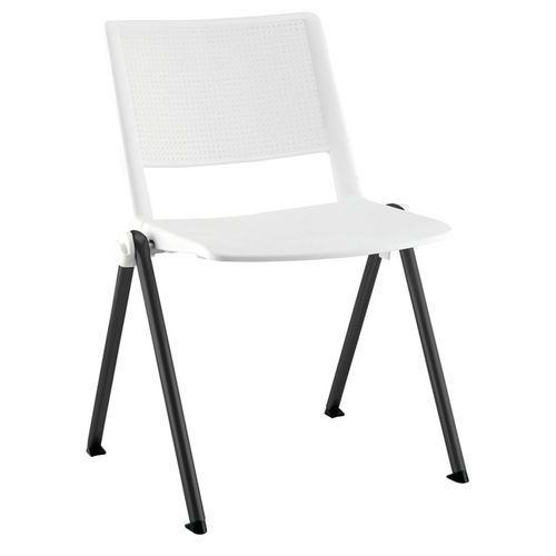 Chaises Match Piètement Noir Dossier Et Assise Poly. Blanc