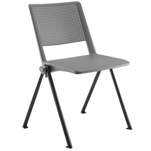 Chaises Match Piètement Noir Dossier Et Assise Poly. Gris