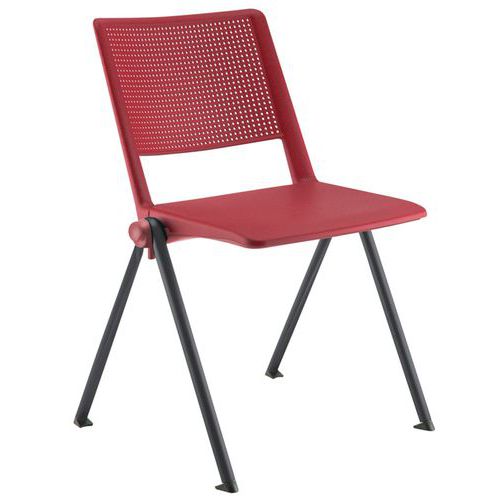 Chaises Match Piètement Noir Dossier Et Assise Poly. Rouge