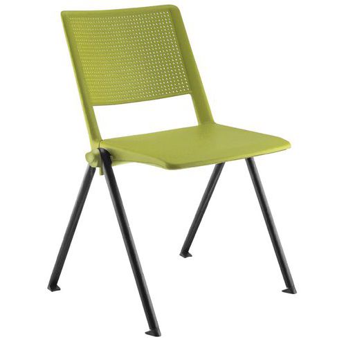 Chaises Match Piètement Noir Dossier Et Assise Poly. Vert