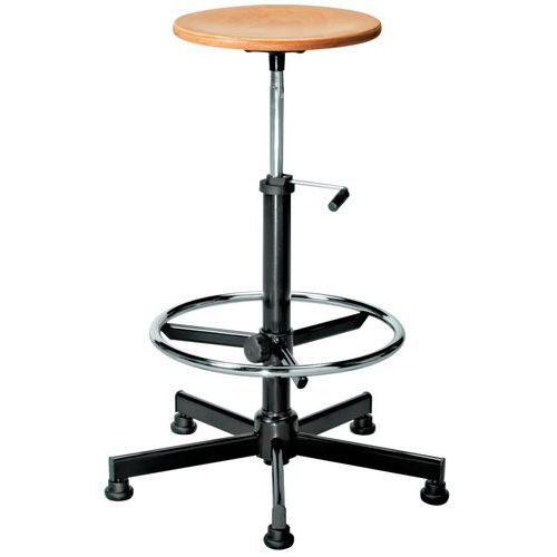 Tabouret Bois Repose Pieds Assise Hteur 68 A 83 Cm