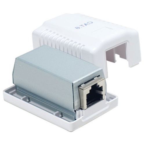Boitier mural Cat6 contact CAD - 1 port RJ45 blindé Boitier mural Cat6 contact CAD - 1 port RJ45 blindé