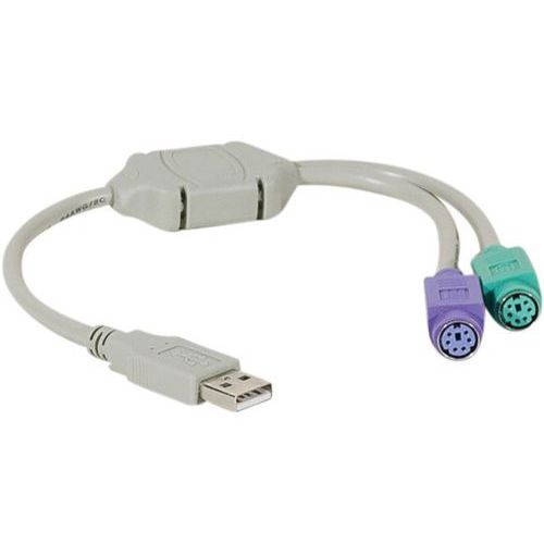 Convertisseur USB - 2 prises Clavier/Souris en PS2 MiniDin6 Convertisseur USB - 2 prises Clavier/Souris en PS2 MiniDin6