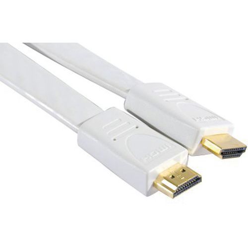 Cordon HDMI haute vitesse plat blanc - 1,8m Cordon HDMI haute vitesse plat blanc - 1,8m