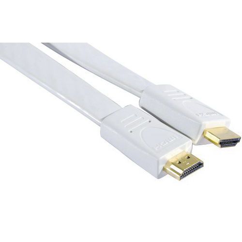 Cordon HDMI haute vitesse plat blanc 5m Cordon HDMI haute vitesse plat blanc 5m