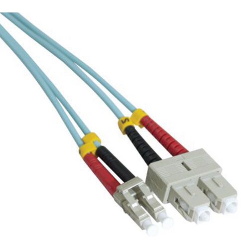 Jarretière duplex multi OM3 50/125 SC-UPC/LC-UPC aqua - 10 m Jarretière duplex multi OM3 50/125 SC-UPC/LC-UPC aqua - 10 m