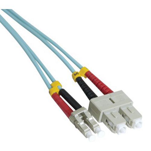 Jarretière duplex multi OM3 50/125 SC-UPC/LC-UPC aqua - 15 m Jarretière duplex multi OM3 50/125 SC-UPC/LC-UPC aqua - 15 m