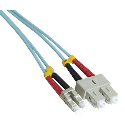 Jarretière duplex multi OM3 50/125 SC-UPC/LC-UPC aqua - 25 m Jarretière duplex multi OM3 50/125 SC-UPC/LC-UPC aqua - 25 m