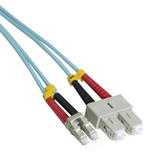 Jarretière duplex multi OM3 50/125 SC-UPC/LC-UPC aqua - 3 m Jarretière duplex multi OM3 50/125 SC-UPC/LC-UPC aqua - 3 m