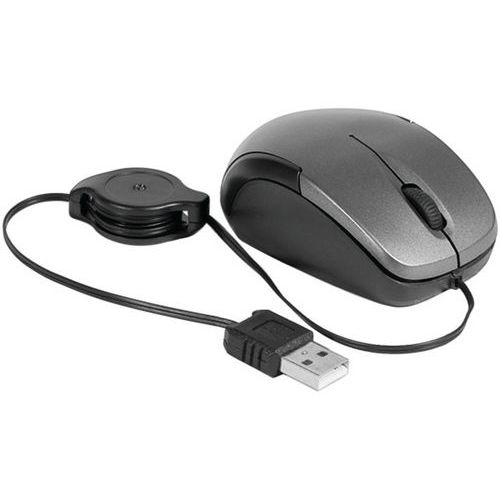 Mini souris noire à cordon usb rétractable 