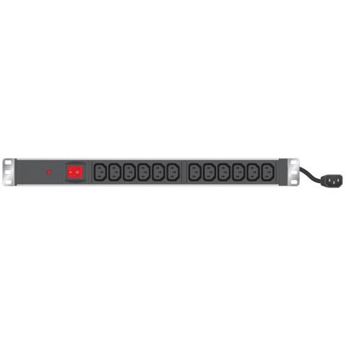 Multiprise 19'' 12 prises C13 / cordon C14 avec interrupteur Multiprise 19'' 12 prises C13 / cordon C14 avec interrupteur