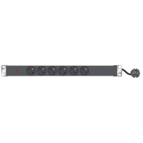CUC - Multiprise 19'' 6 prises - Rackable 2.3m - Voyant intégré