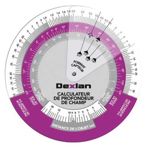 Disque calculateur profondeur champ pour cameras Disque calculateur profondeur champ pour cameras