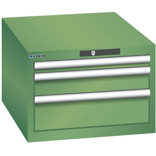 Armoire à tiroirs 564x725x383mm - Vert, 3 tiroirs 75Kg - Lista
