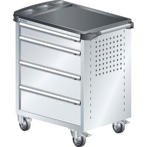 A257138 - Chariot Atelier Revêtement Plastique - 4 Tiroirs - Gris