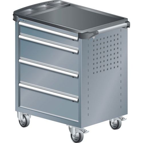 A257141 - Chariot Atelier Revêtement Plastique - 4 Tiroirs -gris Foncé