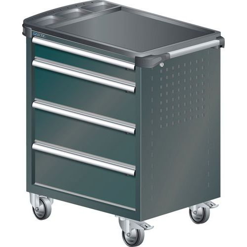 A257142 - Chariot Atelier Revêtement Plastique - 4 Tiroirs - Noir