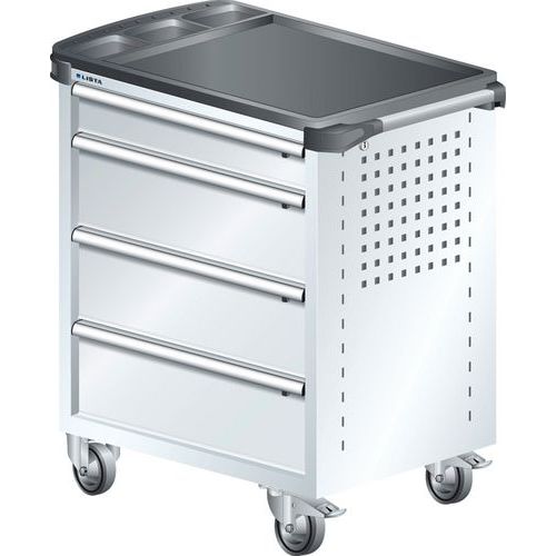 A257147 - Chariot Atelier Revêtement Plastique - 4 Tiroirs - Blanc