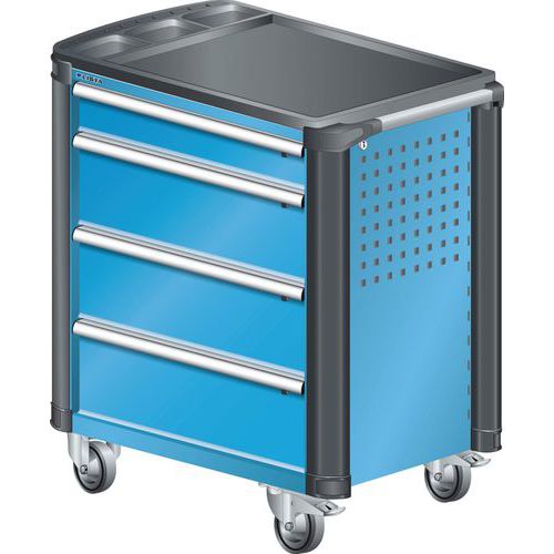 A257151 - Chariot Atelier Protection Coins - 4 Tiroirs - Bleu Clair