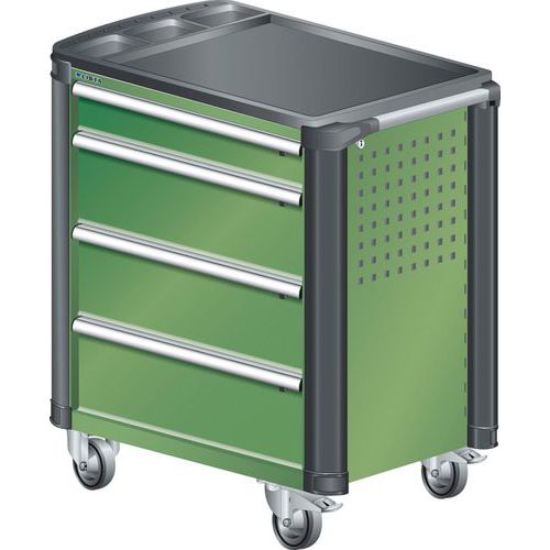 A257153 - Chariot Atelier Protection Coins - 4 Tiroirs - Vert