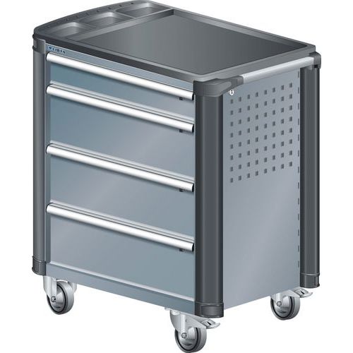 A257155 - Chariot Atelier Protection Coins - 4 Tiroirs - Gris Foncé