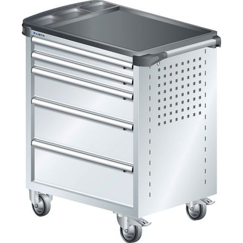 A257260 - Chariot Atelier Revêtement Plastique - 5 Tiroirs - Gris