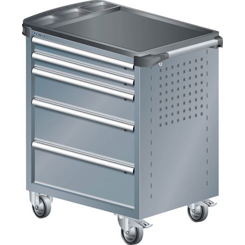 A257263 - Chariot Atelier Revêtement Plastique - 5 Tiroirs -gris Foncé