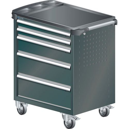 A257264 - Chariot Atelier Revêtement Plastique - 5 Tiroirs - Noir