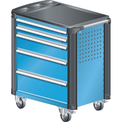 A257295 - Chariot Atelier Protection Coins - 5 Tiroirs - Bleu Clair